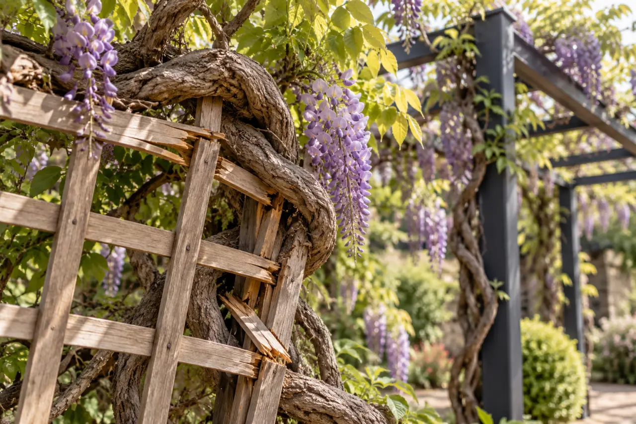 Support pour plantes grimpantes : le treillage léger ne convient pas à une glycine