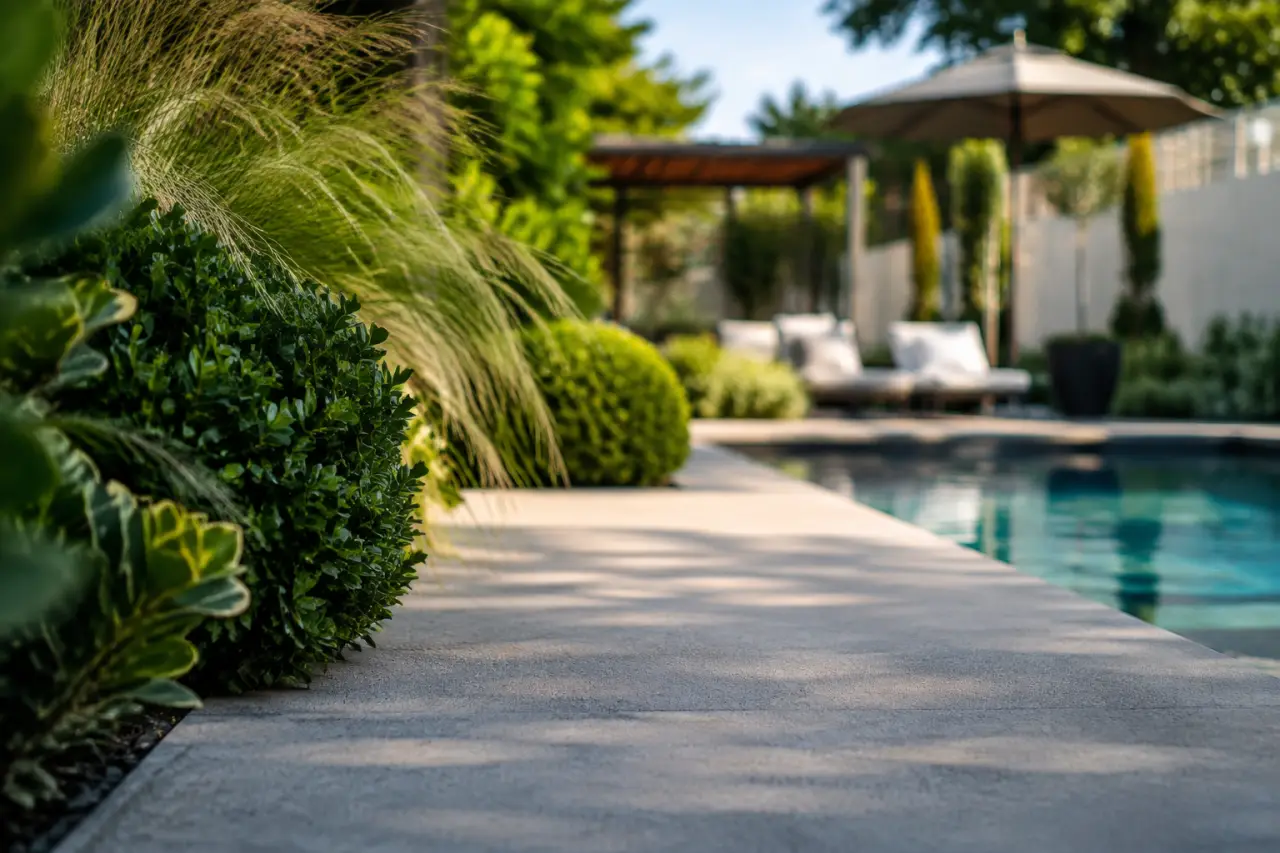 Aménagement piscine et jardin : sols antidérapants, plantes persistantes et zones d’ombre bien placées