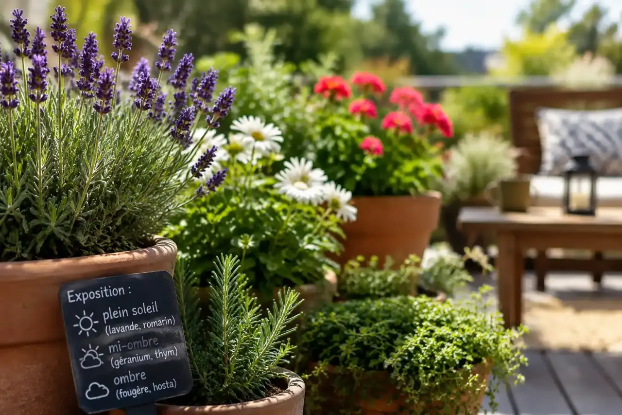 Plantes autour d’une terrasse : évitez les pots secs en choisissant selon l’exposition