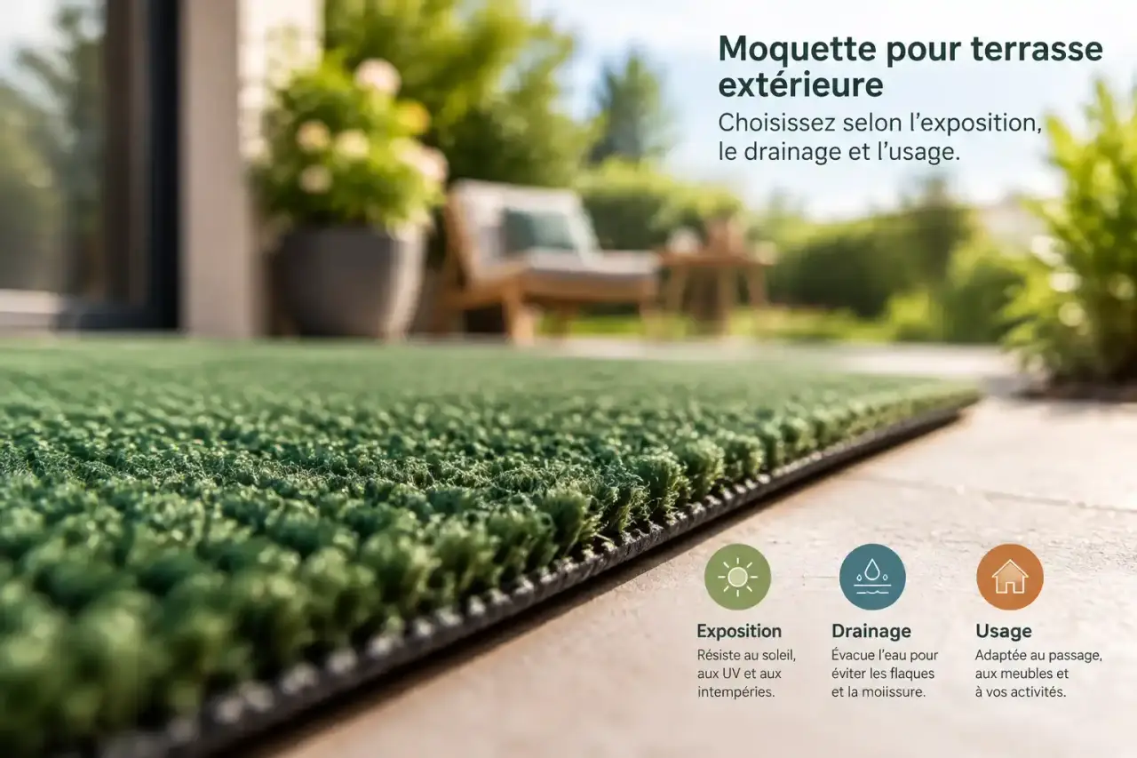Moquette pour terrasse extérieure : choisissez selon l’exposition, le drainage et l’usage