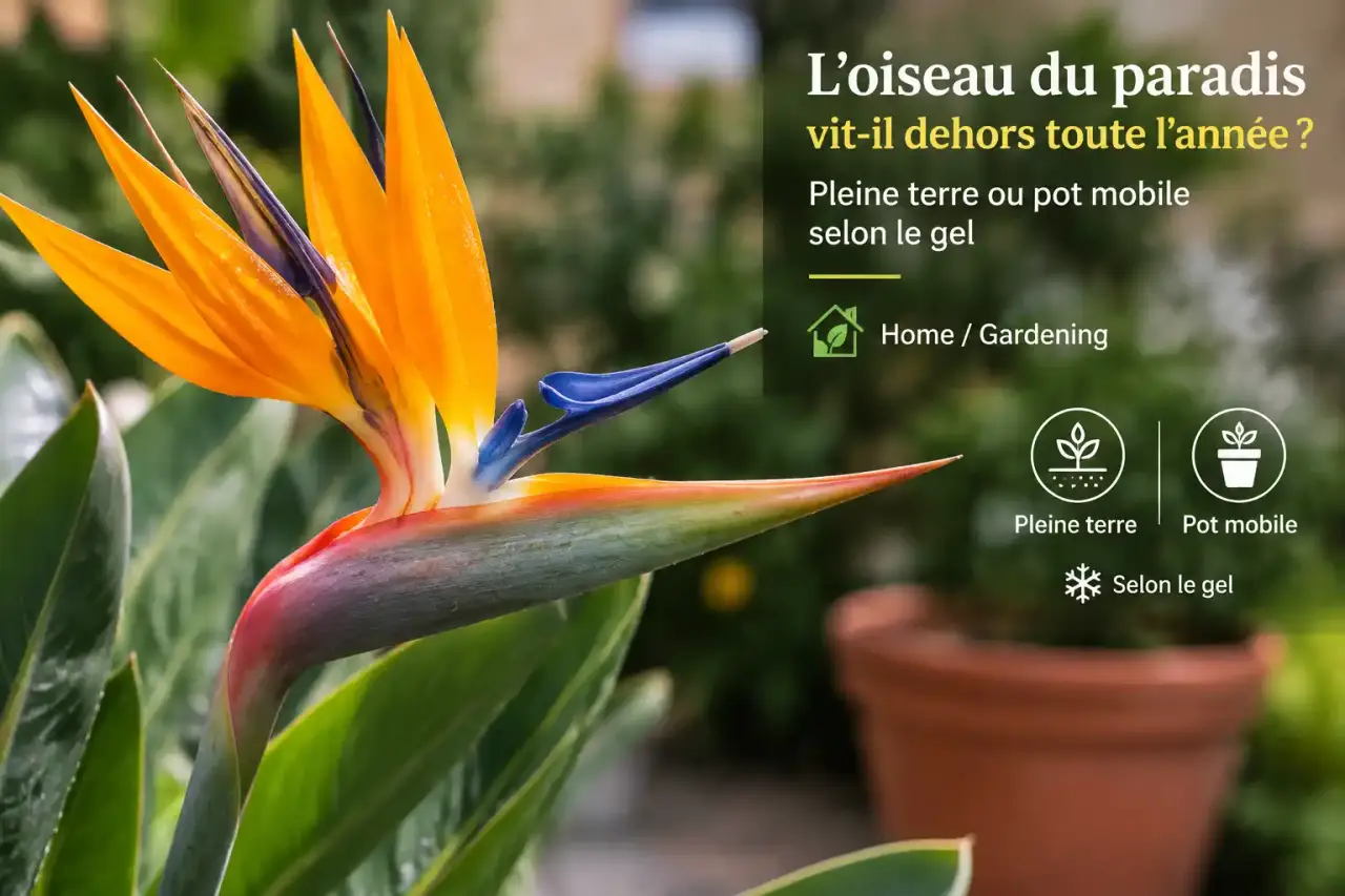 L’oiseau du paradis vit-il dehors toute l’année ? Pleine terre ou pot mobile selon le gel