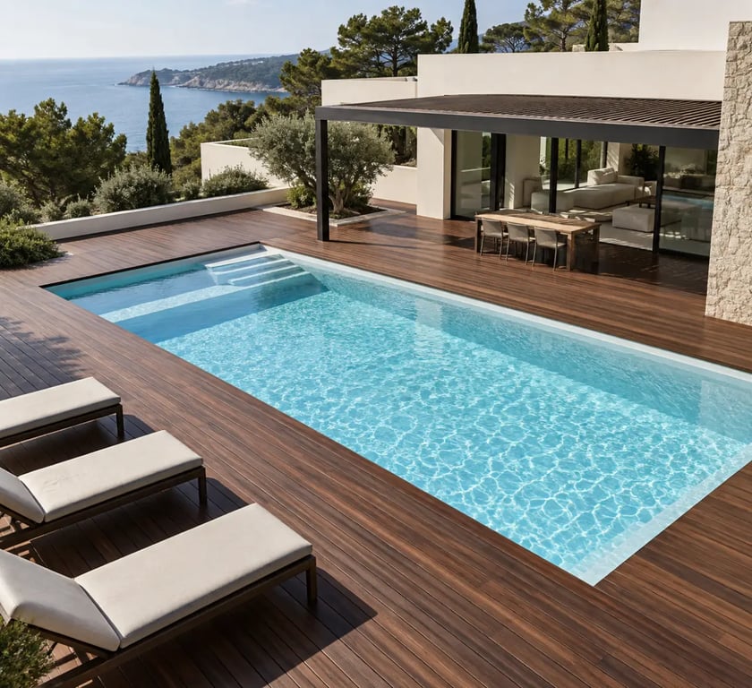 Les plus belles terrasse en bois autour d'une piscine contemporaine