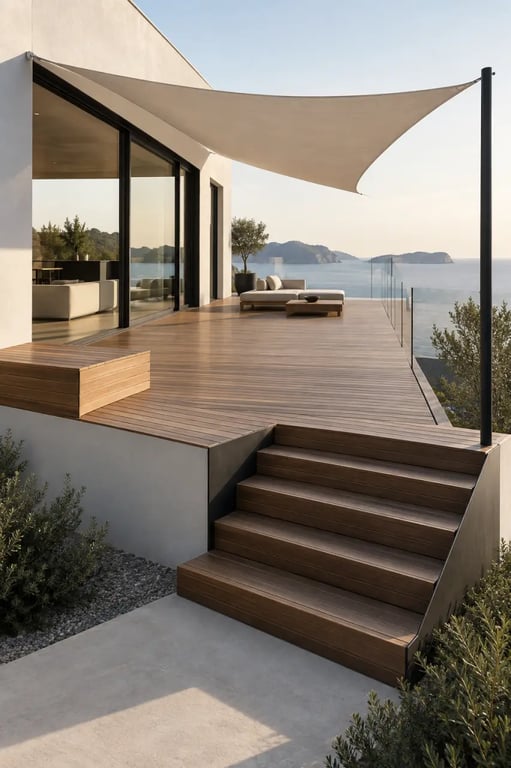 Les plus belles terrasse en bois avec escalier intégré