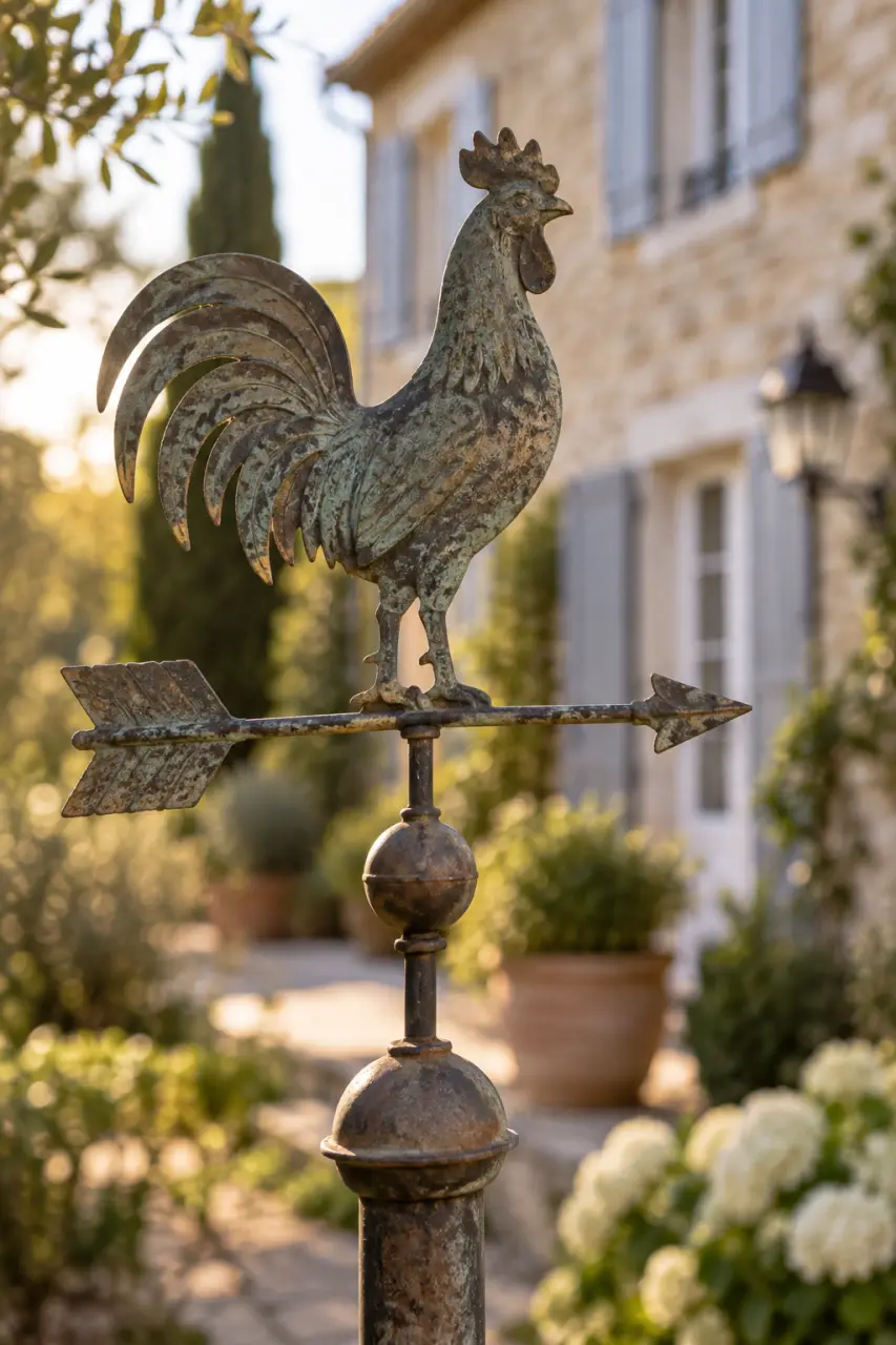 La girouette de jardin donne du relief à la façade sans alourdir le décor